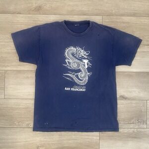 Vintage Distressed Chinatown San Francisco Dragon Tee Adult Size Medium Y2K VTG